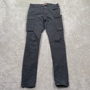 Copper Rivet Cargo Pants Mens 30x31 Black Slim Fit Reinforced Knee Streetwear